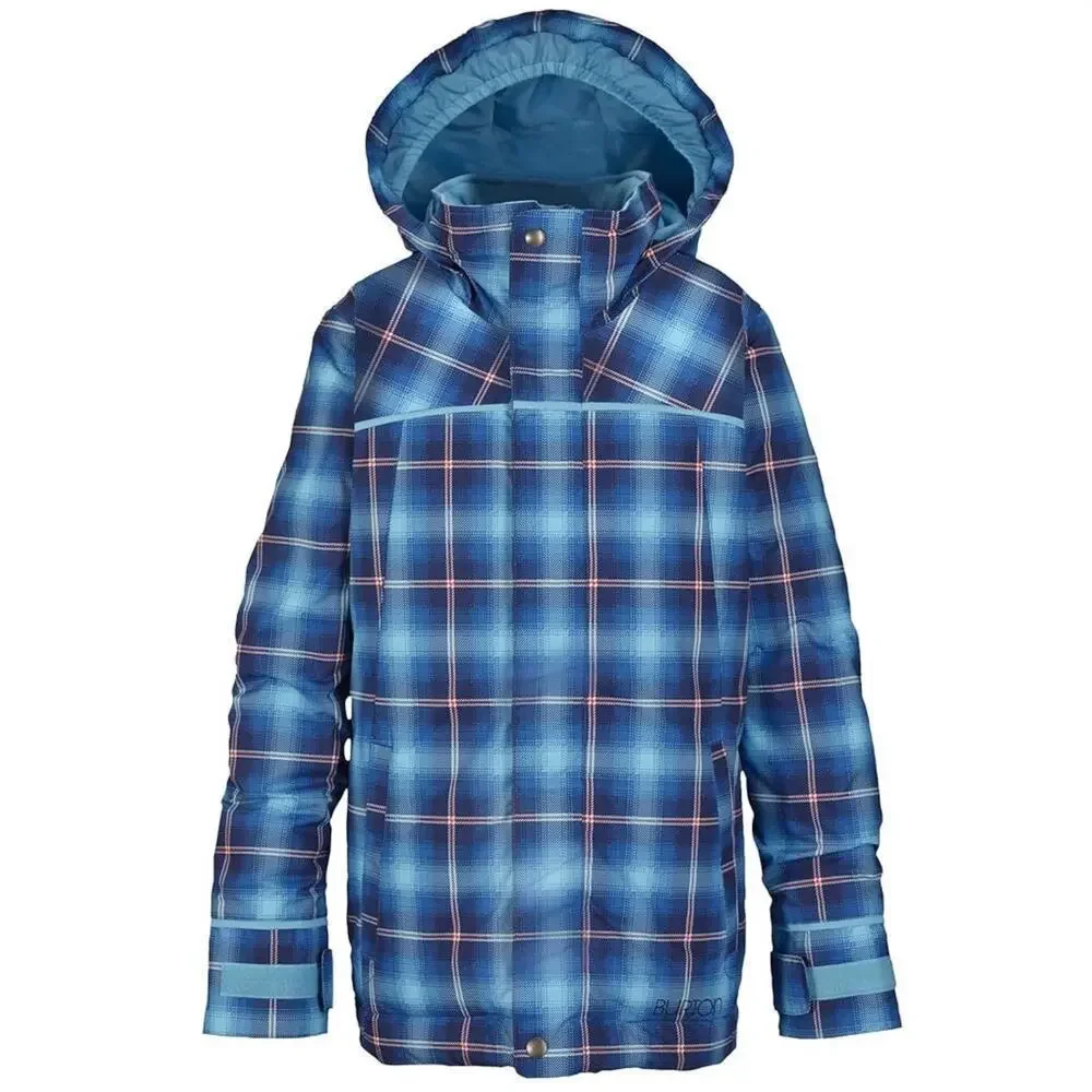 Burton Girl’s Elodie Snowboard Jacket Insulated Waterproof Blue Plaid X-Large